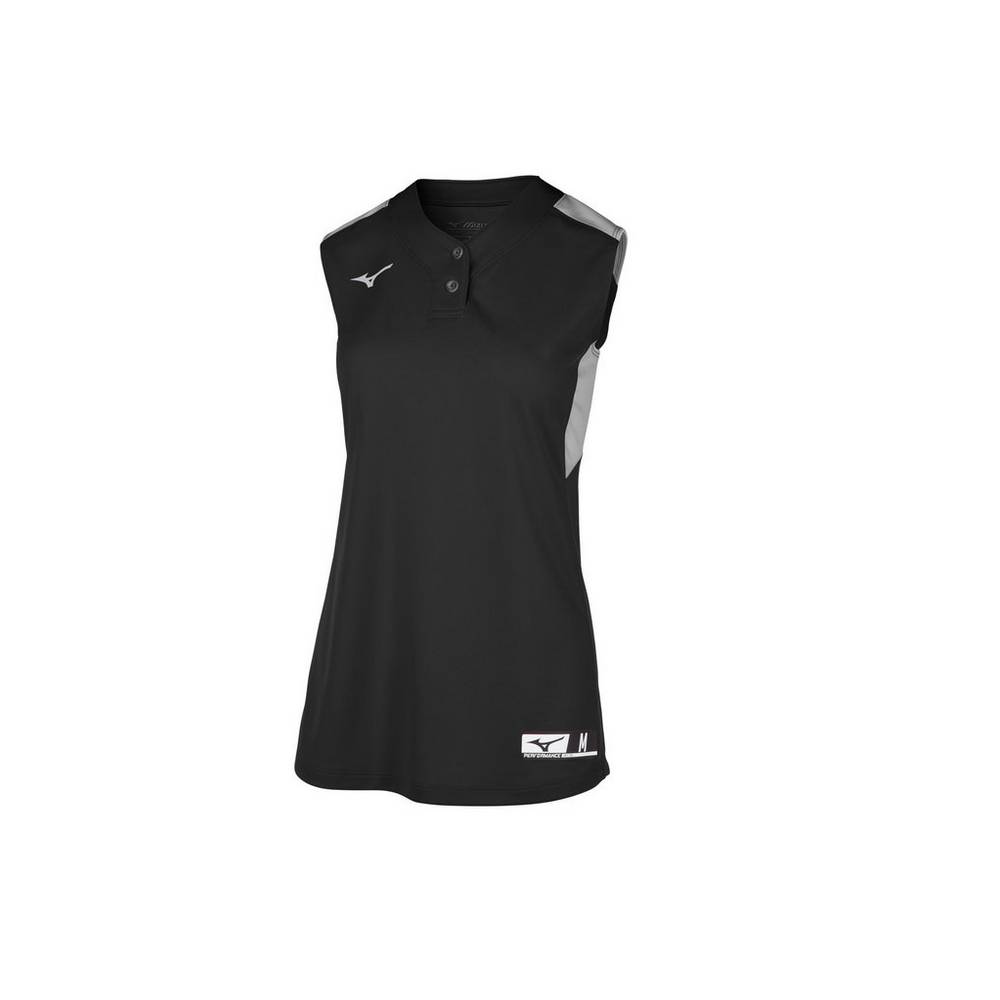 Jerseys Mizuno Aerolite 2-Button Sleeveless Mujer Negras/Gris España PERT-57832